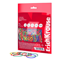 АКЦИЯ Цена за 1 шт. Канцелярские резинки для денег ErichKrause диаметр 60 мм/длина 100 мм, ассорти (в пакете с европодвесом по 100г.)