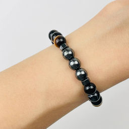 Браслет регулируемый из полосатого Агата,Тигрового глаза и Гематита от 20 см - Радуга самоцветов фото 4