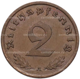 Монета 2 рейхспфеннига 1940 года A Германия