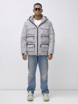 Куртка спортивная мужская зимняя с капюшоном светло-серого цвета 3222SS - Wonderrman фото 2