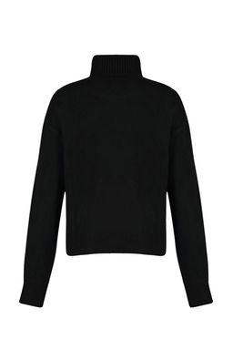 Siyah Yumusak Dokulu Tas Detayl? Bal?kc? Yaka Triko Kazak TWOAW24KZ00188 - Trendyolmilla фото 8