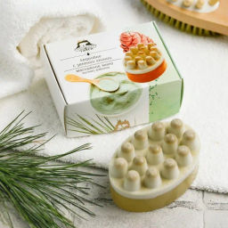 Мыло массажное Кедровое с зеленой глиной, 130 гр