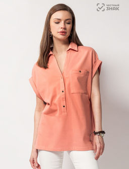 Over-size футболка-поло из трикотажа пике.