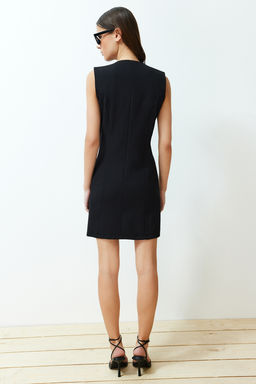 Siyah Cep Detayl? Mini Dokuma Ceket Elbise TWOSS24EL00451 - Trendyolmilla фото 6