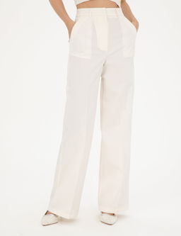 Beyaz Y_ksek Bel Straight Fit Pantolon