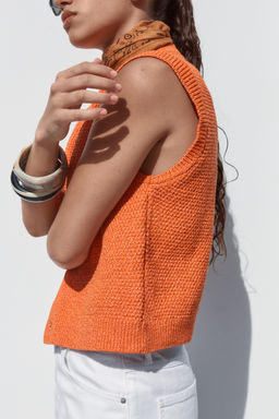 SHELL BUTTON KNIT WAISTCOAT TOP - Zara фото 10