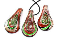 Муранское стекло украшения Лист 30*60мм цв.красный