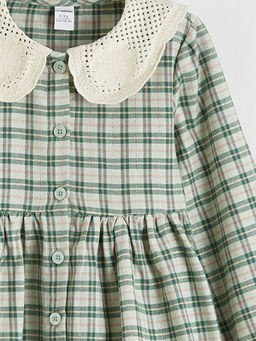 Bebe Yaka Ekose Flanel K?z ?ocuk Elbise