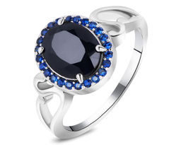 Кольцо, 1 сапфир корунд овал 8х10 мм/3.21 ct , наносапфир, Вираж