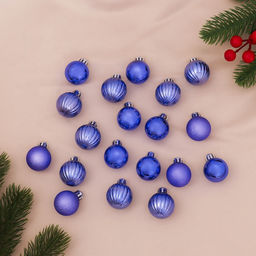 Ёлочные игрушки Лагуна ассорти, шары новогодние, d=3 см, набор 36 шт., синий
