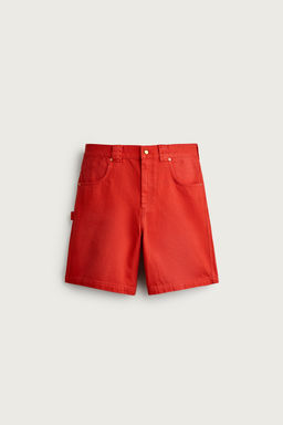BERMUDA RELAXED FIT ALGOD?N / Blanco / Rojo - Zara фото 6