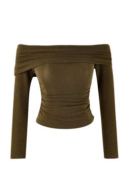 Alt?n Carmen Yaka Simli Orme Party Bluz TPRSS26BZ00002 - Trendyolmilla фото 3