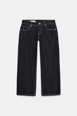 JEANS TRF WIDE LEG CROPPED TIRO BAJO / Marino oscuro - Zara фото 7