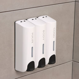 Диспенсер для мыла SAVANNA, механический, 3 отсека по 350 мл, шампунь, кондиционер, гель, белый  фото 2