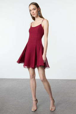 TRENDYOLMILLA Siyah A-Kesim Astarl? Dokuma Sifon K?sa Abiye Gece Elbise TPRSS23EL00033  фото 26