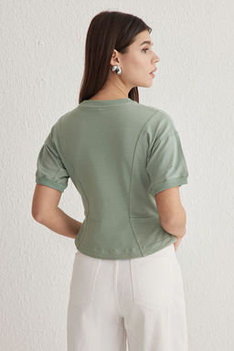 Mint Fitted/Vucuda Oturan Bisiklet Yaka Esnek Orme Bluz TWOSS25BZ00009