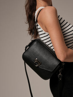 Сумка кожаная через плечо Azaro 3684 черный никель