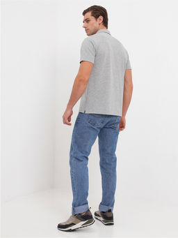 Джемпер мужской с воротником поло короткий рукав GREG G144-PP124-UT01 (серый.принт)  фото 4