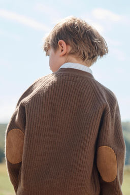 LIMITED EDITION 100% WOOL CARDIGAN WITH ELBOW PATCHES - Zara фото 3