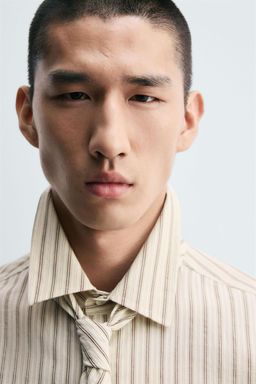 STRIPED SHIRT WITH CONTRAST TIE - Zara фото 5