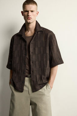 CAMISA RELAXED FIT ESTRUCTURA CALADA / Marr?n - Zara фото 5