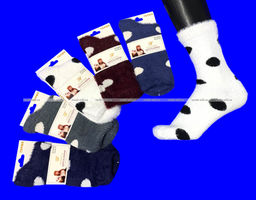 Цена за 10 шт. Ecosocks носки женские ангора НОРКА ШЕРСТЬ высокие ГОРОХ арт. 6624