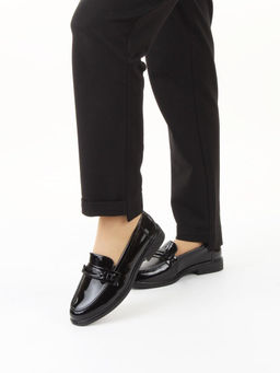 03-DEB33-2 BLACK Лоферы женские (натуральная кожа)