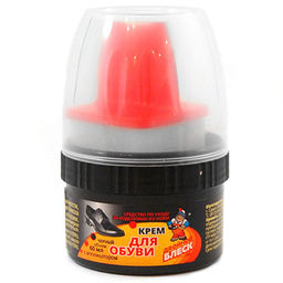 Крем для обуви 60мл банка с аппликатором Двойной блеск д5см, h8,5см, черный (Россия)