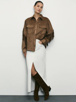 Рубашка с декоративной бахромой на рукавах / Zarina фото 2