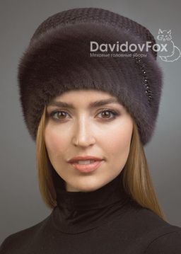 Шапка Лия норка трикотаж кофе граде