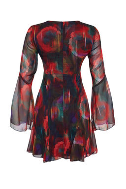 Trendyolmilla Cok Renkli A-Kesim Astarl? Sifon S?k Abiye Elbise TPRAW24EL00050 фото 9