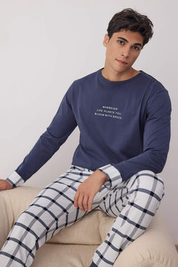 TRENDYOL MAN Lacivert Orme Pijama Tak?m? TMNAW25PT00071