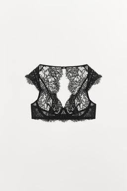 SUJETADOR AROS ENCAJE MANGAS / Negro - Zara фото 4