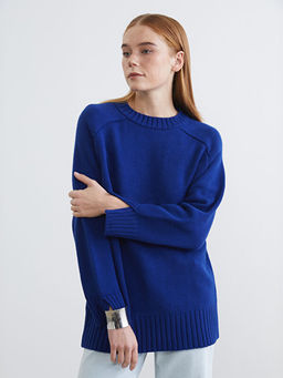 Bisiklet Yaka Oversize Kad?n Triko Tunik