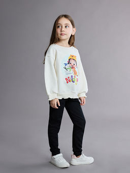 Niloya Bask?l? K?z ?ocuk Sweatshirt ve Tayt 2li Tak?m