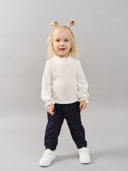 Лонгслив с воротником-стойкой Молоко из ажурного хлопка 0+ - Bungly фото 8