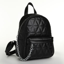 Рюкзак женский на молнии, с карманами, размер 24×12×30 см, чёрный