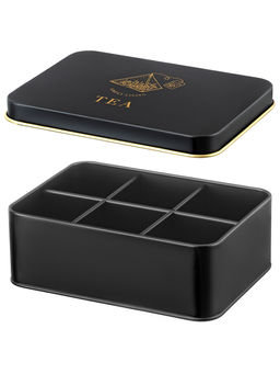 Органайзер для чайных пакетиков 22*16*7,5 см "TEA" с крышкой, черный, металл