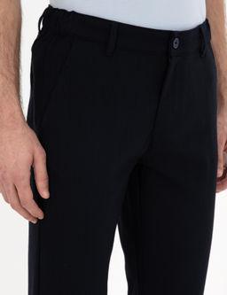 Lacivert Slim Fit Kanvas Pantolon