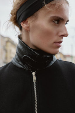BALLOON BOMBER JACKET WITH CONTRAST WOOL COLLAR - Zara фото 3