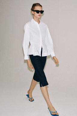 PANTAL?N CAPRI DENIM ZW COLLECTION / Azul