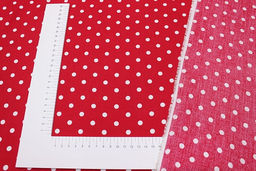 Штапель Белый горох (7мм) цв.красно-малиновый, ш.1.44м, вискоза-100%, 90гр/м.кв - Купава фото 3