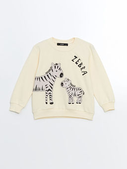 Bisiklet Yaka Bask?l? K?z ?ocuk Sweatshirt