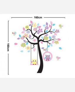 Наклейка интерьерная винил 160*160 см Совы на разноцветном дереве. 904652 - Yiwu youda import & export co фото 3