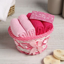 Набор махровых декоративных салфеток Этель Hello,Beautiful 30х30см-4шт, цвет розовый, 100% хлопок