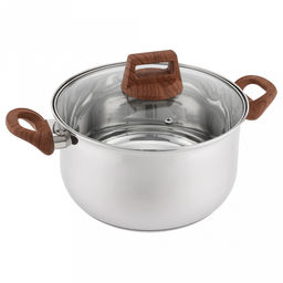 Кастрюля из нержавеющей стали "Donna" 2,8л, д17,4см, h10см, s0,4мм, дно s1,3мм, стеклянная крышка, трехслойное дно, цветная коробка, "Appetite" (Китай)