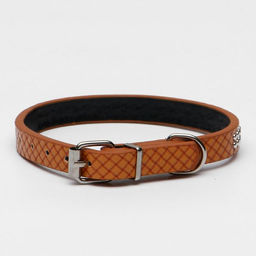 Ошейник рифленый с 2 рядами клепок, 33 х 1,2 см, ОШ 23-29, коричневый - Пижон фото 2