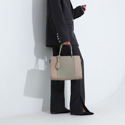 Сумка тоут на молнии, наружный карман, длинный ремень, цвет серо-бежевый - Simaland фото 8