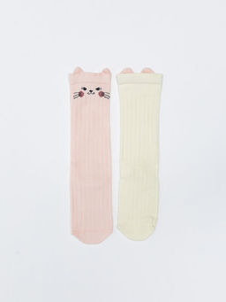 Desenli K?z Bebek Diz Alt? ?orap 2li - Waikiki фото 2