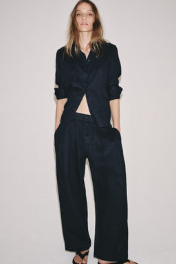 PANTAL?N PLIEGUES LINO ZW COLLECTION / Marino